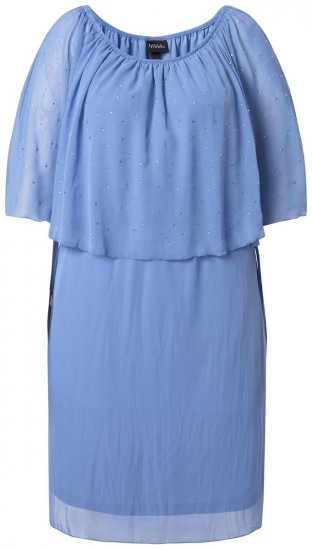 Ulla Popken 848169 Vestido de gasa evasé Azul claro - Vestidos midi - Vestidos midi de talla grande