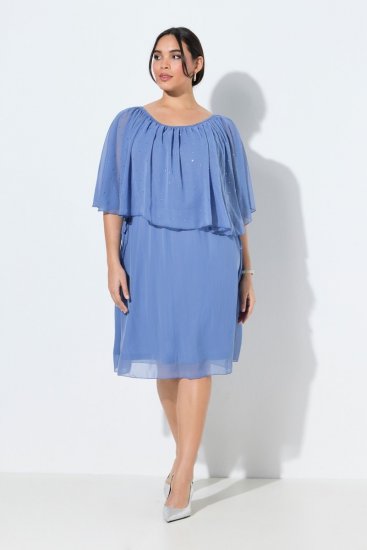 Ulla Popken 848169 Vestido de gasa evasé Azul claro - Vestidos midi - Vestidos midi de talla grande