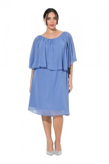 Ulla Popken 848169 Vestido de gasa evasé Azul claro - Vestidos midi - Vestidos midi de talla grande