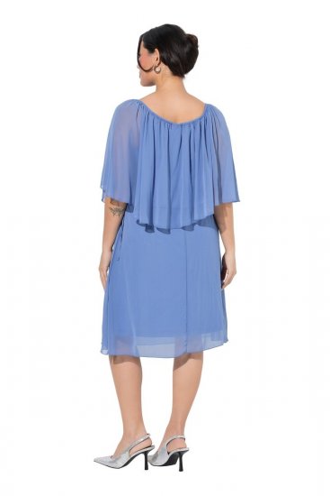 Ulla Popken 848169 Vestido de gasa evasé Azul claro - Vestidos midi - Vestidos midi de talla grande