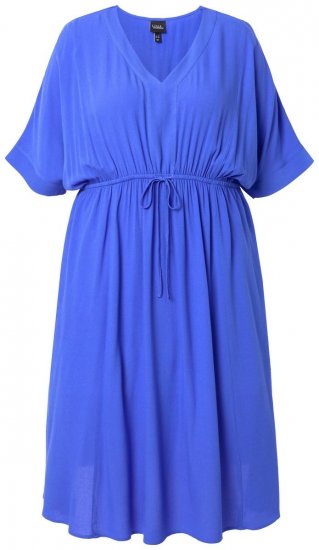 Ulla Popken 848224 Vestido largo de manga corta con cuello de pico Azul - Vestidos maxi - Vestidos largos en tallas grandes