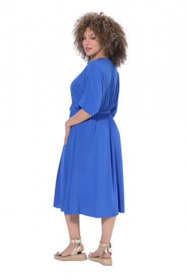 Ulla Popken 848224 Vestido largo de manga corta con cuello de pico Azul - Vestidos maxi - Vestidos largos en tallas grandes