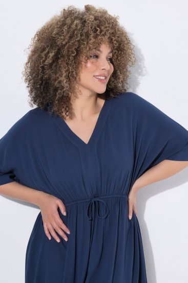 Ulla Popken 848224 Vestido midi con cordón Azul marino - Vestidos midi - Vestidos midi de talla grande