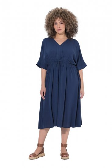 Ulla Popken 848224 Vestido midi con cordón Azul marino - Vestidos midi - Vestidos midi de talla grande