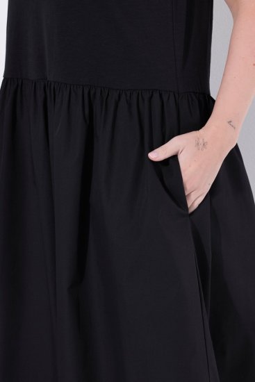 Ulla Popken 848305 Vestido midi sin mangas con cuello de pico Negro - Vestidos midi - Vestidos midi de talla grande