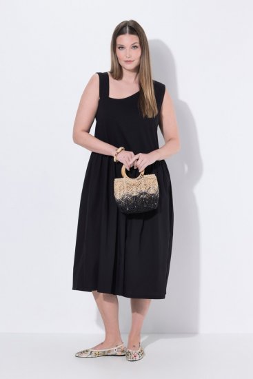 Ulla Popken 848305 Vestido midi sin mangas con cuello de pico Negro - Vestidos midi - Vestidos midi de talla grande