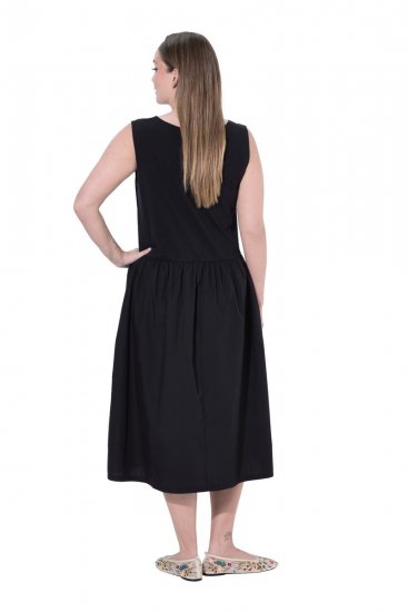 Ulla Popken 848305 Vestido midi sin mangas con cuello de pico Negro - Vestidos midi - Vestidos midi de talla grande