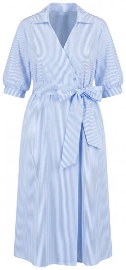 Ulla Popken 848467 Vestido cruzado de rayas con bolsillos Azul claro - Vestidos midi - Vestidos midi de talla grande