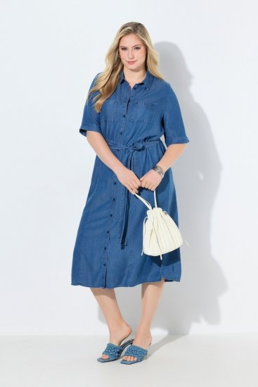 Ulla Popken 848491 Vestido camisero Azul denim - Vestidos midi - Vestidos midi de talla grande