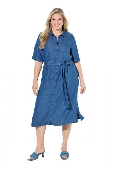 Ulla Popken 848491 Vestido camisero Azul denim - Vestidos midi - Vestidos midi de talla grande