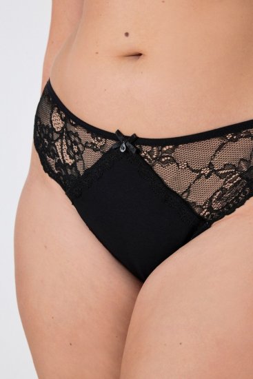 Ulla Popken 848522 Tangas con encaje pack de 3 Negro - Bragas - 