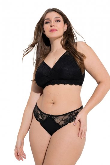 Ulla Popken 848522 Tangas con encaje pack de 3 Negro - Bragas - 