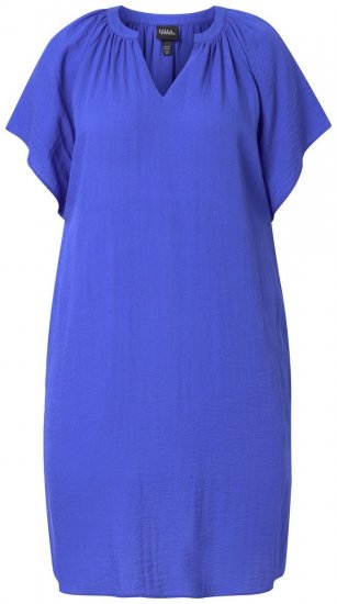 Ulla Popken 848526 Vestido de mezcla de lino con bolsillos Azul - Vestidos de verano - Vestidos de verano tallas grandes