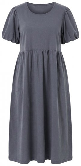 Ulla Popken 848575 Vestido largo de manga corta con bolsillos Antracita - Vestidos maxi - Vestidos largos en tallas grandes
