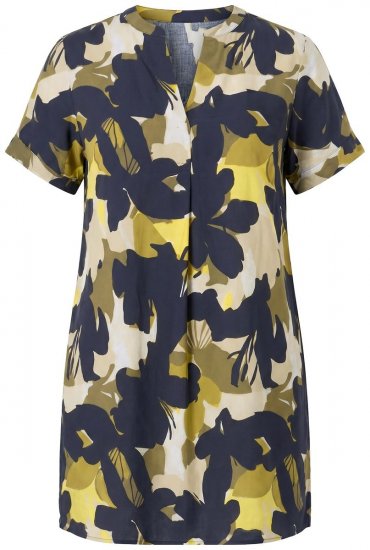 Ulla Popken 848710 Vestido de flores con bolsillos Azul marino - Vestidos - Vestidos para todas las tallas