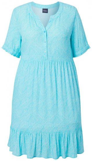 Ulla Popken 848724 Vestido estampado con volantes Turquesa - Vestidos - Vestidos para todas las tallas