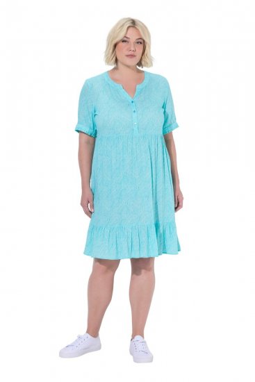 Ulla Popken 848724 Vestido estampado con volantes Turquesa - Vestidos - Vestidos para todas las tallas