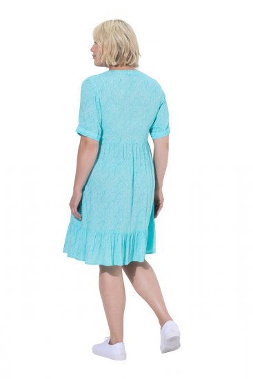 Ulla Popken 848724 Vestido estampado con volantes Turquesa - Vestidos - Vestidos para todas las tallas