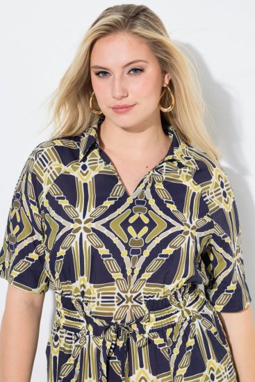 Ulla Popken 848789 Vestido midi estampado con bolsillos Azul marino - Vestidos midi - Vestidos midi de talla grande