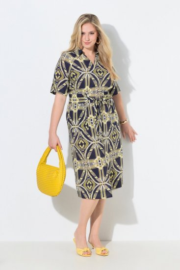 Ulla Popken 848789 Vestido midi estampado con bolsillos Azul marino - Vestidos midi - Vestidos midi de talla grande