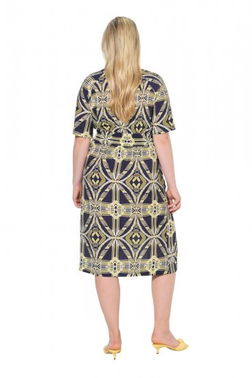 Ulla Popken 848789 Vestido midi estampado con bolsillos Azul marino - Vestidos midi - Vestidos midi de talla grande