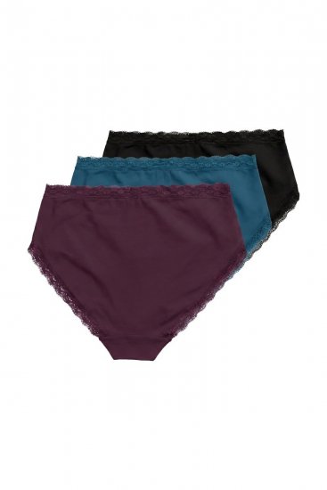 Ulla Popken 848803 Bragas con encaje pack de 3 Burdeos - Bragas - 