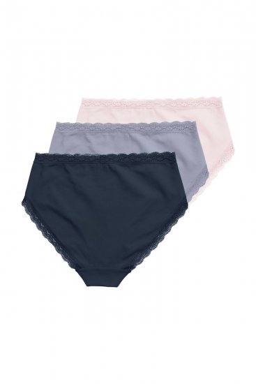 Ulla Popken 848803 Bragas con encaje pack de 3 Azul claro - Bragas - 
