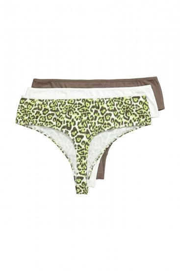 Ulla Popken 848826 Tangas con estampado animal pack de 3 Topo - Bragas - 