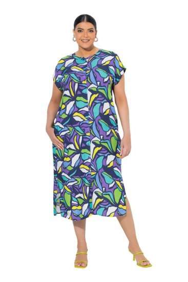 Ulla Popken 848980 Vestido camisero de flores Lila - Vestidos midi - Vestidos midi de talla grande