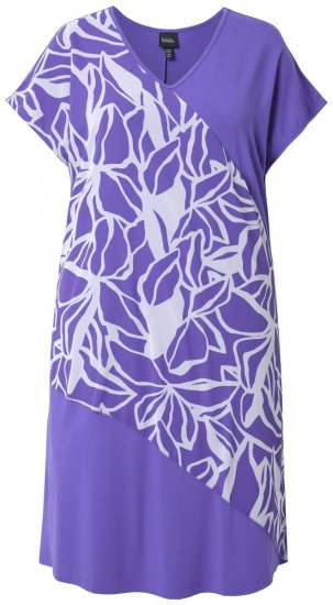 Ulla Popken 849033 Vestido de gasa estampado Lila - Vestidos - Vestidos para todas las tallas