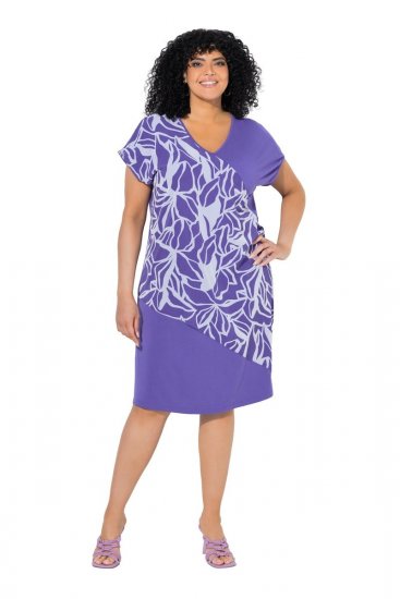Ulla Popken 849033 Vestido de gasa estampado Lila - Vestidos - Vestidos para todas las tallas