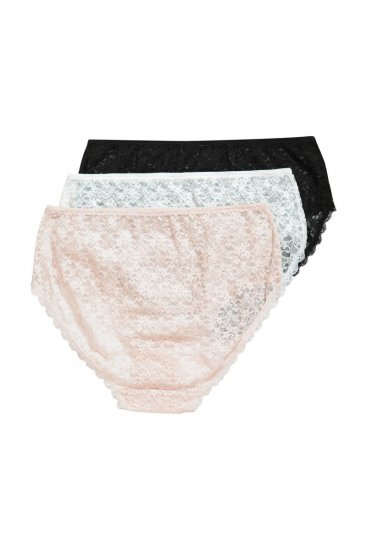 Ulla Popken 849194 Bragas de flores con encaje pack de 3 Negro - Bragas - 