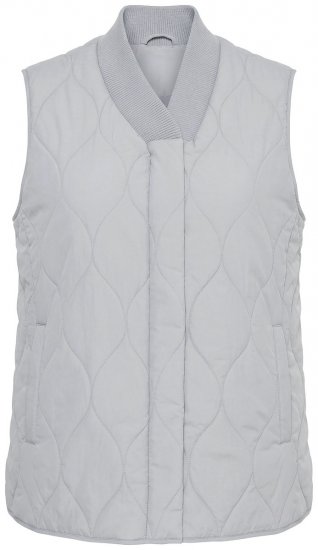 Ulla Popken 849221 Chaleco acolchado con cuello de canalé Gris - Chalecos - 