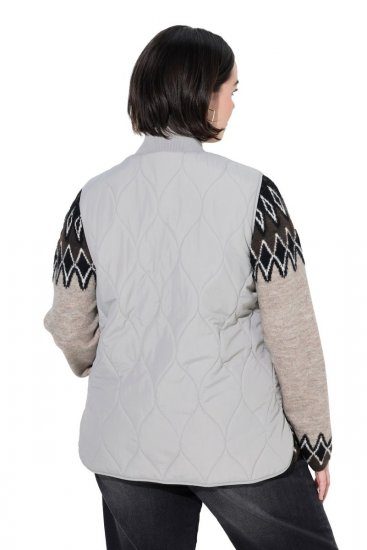 Ulla Popken 849221 Chaleco acolchado con cuello de canalé Gris - Chalecos - 