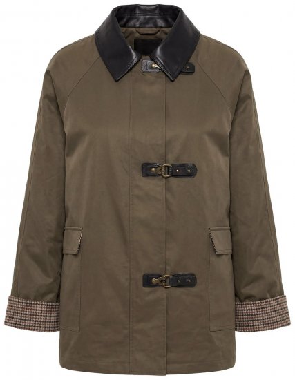 Ulla Popken 849246 Chaqueta de polipiel Verde oliva - Chaquetas - Chaquetas para mujer en tallas grandes