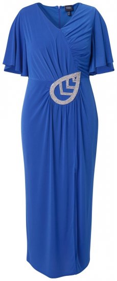 Ulla Popken 849530 Vestido de noche estampado con strass Azul real - Vestidos de noche - Vestidos de fiesta de gran talla