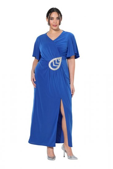 Ulla Popken 849530 Vestido de noche estampado con strass Azul real - Vestidos de noche - Vestidos de fiesta de gran talla