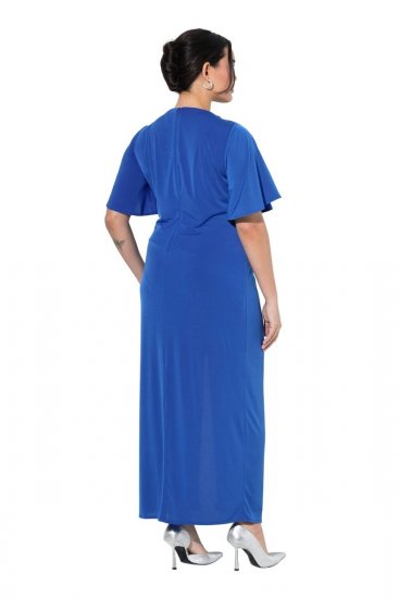 Ulla Popken 849530 Vestido de noche estampado con strass Azul real - Vestidos de noche - Vestidos de fiesta de gran talla