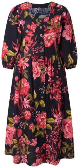 Ulla Popken 849593 Vestido camisero de flores Azul marino - Vestidos maxi - Vestidos largos en tallas grandes