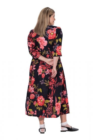 Ulla Popken 849593 Vestido camisero de flores Azul marino - Vestidos maxi - Vestidos largos en tallas grandes