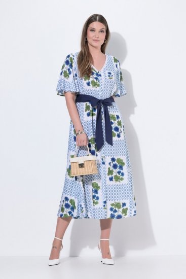 Ulla Popken 849662 Vestido camisero de flores Blanco roto - Vestidos midi - Vestidos midi de talla grande