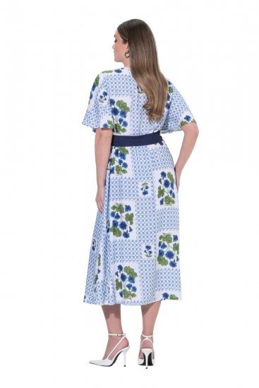 Ulla Popken 849662 Vestido camisero de flores Blanco roto - Vestidos midi - Vestidos midi de talla grande