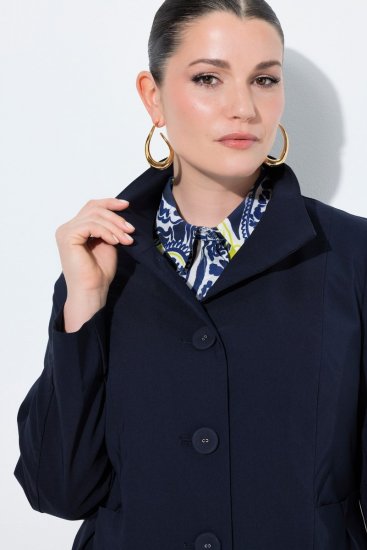 Ulla Popken 849803 Abrigo elástico con cuello alto Azul marino - Abrigos - Abrigos de talla grande