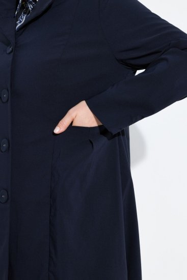 Ulla Popken 849803 Abrigo elástico con cuello alto Azul marino - Abrigos - Abrigos de talla grande