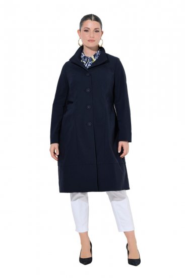 Ulla Popken 849803 Abrigo elástico con cuello alto Azul marino - Abrigos - Abrigos de talla grande