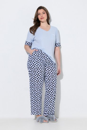 Ulla Popken 849850 Pijama de cuadros Azul claro - Pijamas/ropa de estar en casa - 