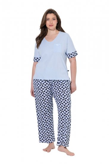Ulla Popken 849850 Pijama de cuadros Azul claro - Pijamas/ropa de estar en casa - 