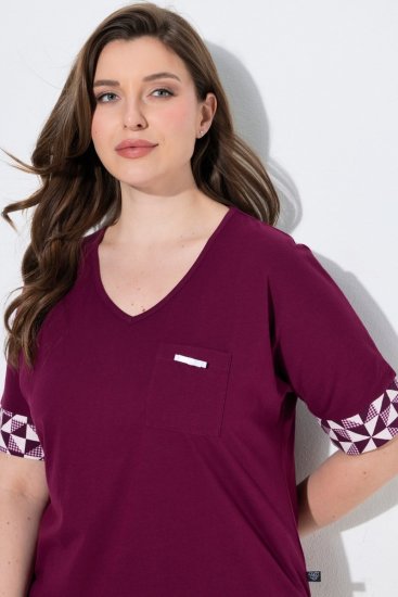 Ulla Popken 849850 Pijama de cuadros Rojo baya - Pijamas/ropa de estar en casa - 