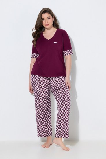 Ulla Popken 849850 Pijama de cuadros Rojo baya - Pijamas/ropa de estar en casa - 