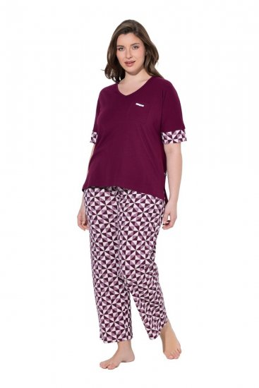 Ulla Popken 849850 Pijama de cuadros Rojo baya - Pijamas/ropa de estar en casa - 